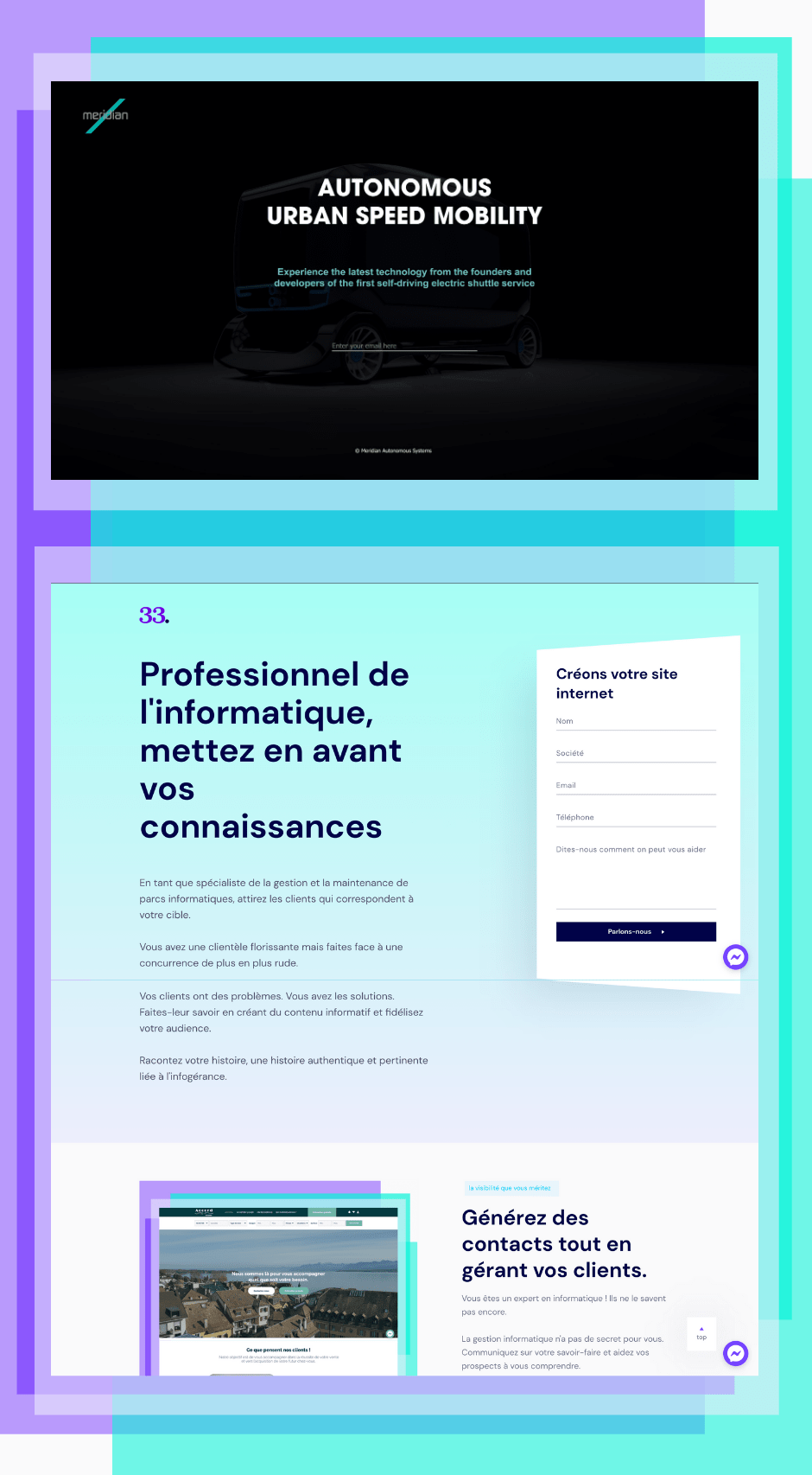 Exemple de landing pages par Trente trois